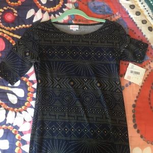 XS Navy & yellow LuLaRoe Julia dress NWT